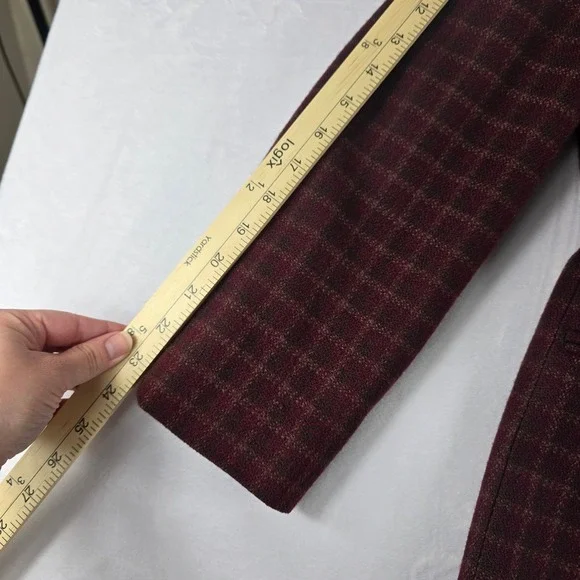 Vintage Eddie Bauer Women's Plaid Wool Blazer Size Small Burgundy‎ Brown Lined - Picture 8 of 11